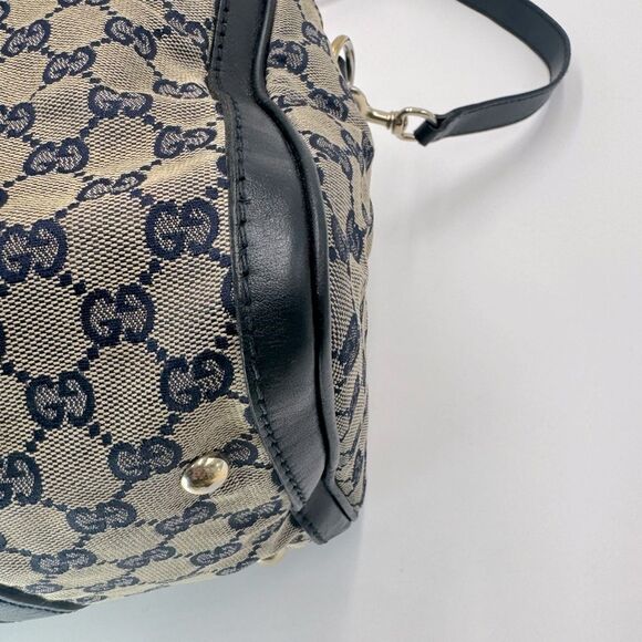 Auth Gucci Vtg Navy GG Canvas Web Joy Medium Boston Bag Preloved Purse Doctor - Picture 8 of 16